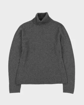 Grey Cashmere Roll Neck Knitted Jumper - M