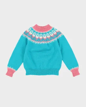 Hand Knitted Fair Isle Style Jumper - XS