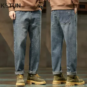 Harem Pants Men Loose Jeans Denim Trousers Baggy Mens Desinger Clothing Fashion Pockets Trendy 2024 New Kpop Oversized Cowboys