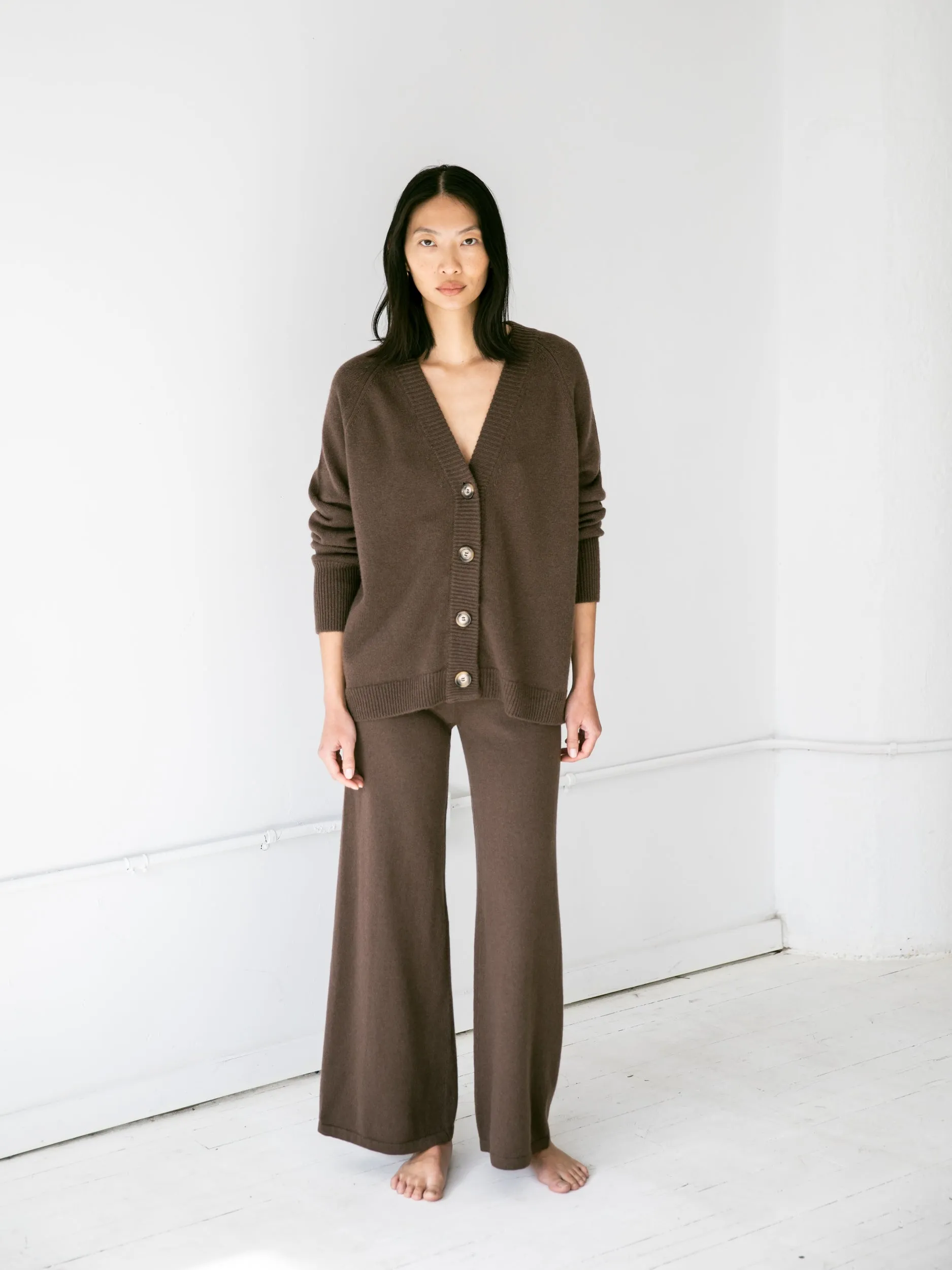 Helena Cardigan in Coffee Brown Cashmere