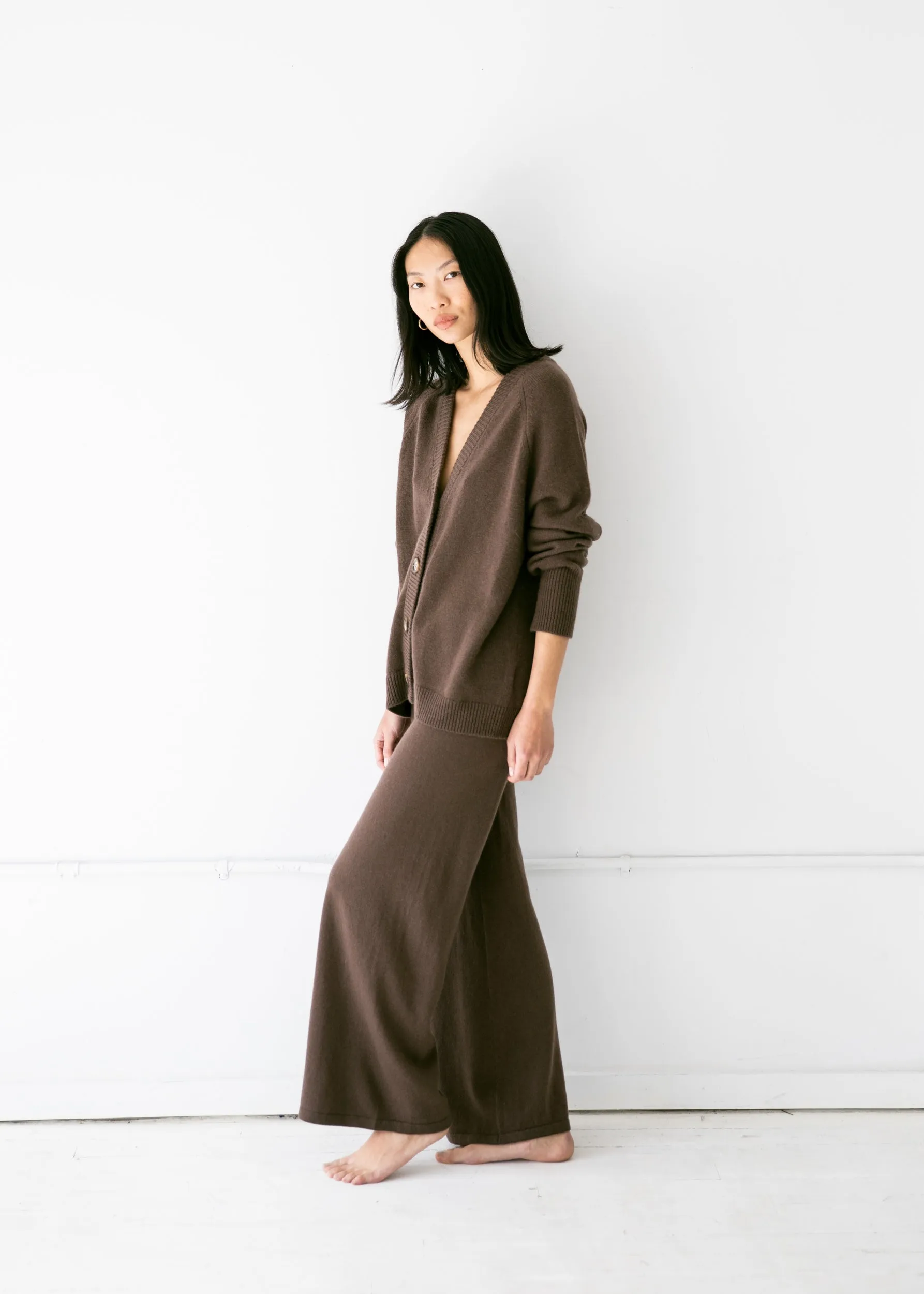 Helena Cardigan in Coffee Brown Cashmere