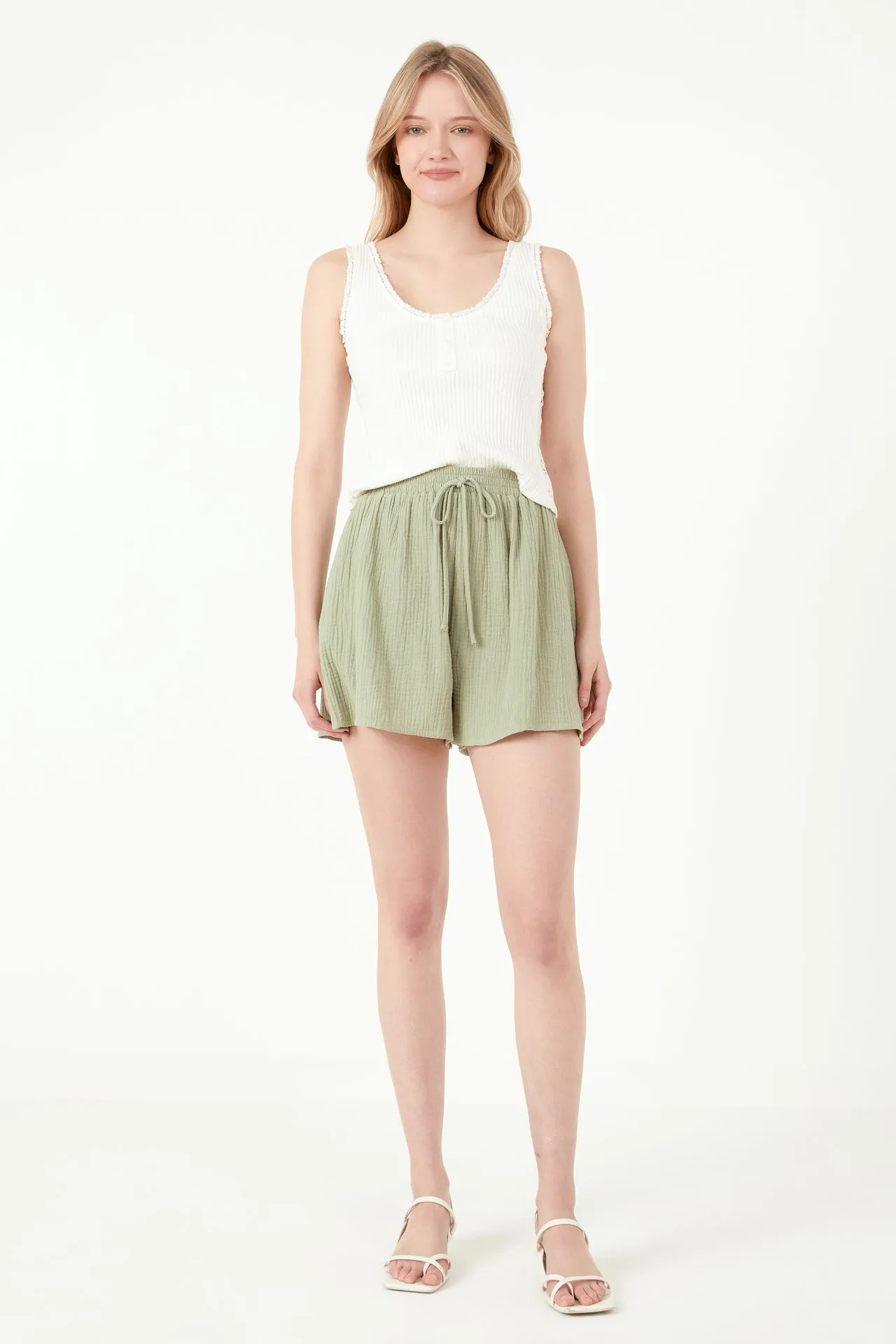 Henley Lace Trim Neck Top
