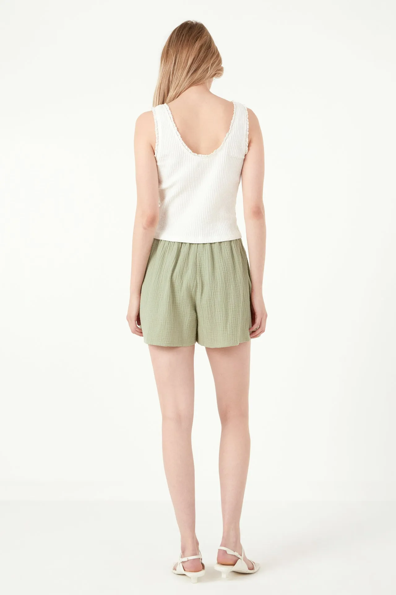 Henley Lace Trim Neck Top
