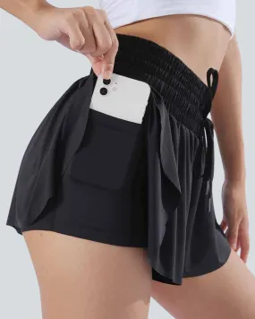 High Waisted 2-in-1 Side Pocket Quick Dry Workout Shorts for Women