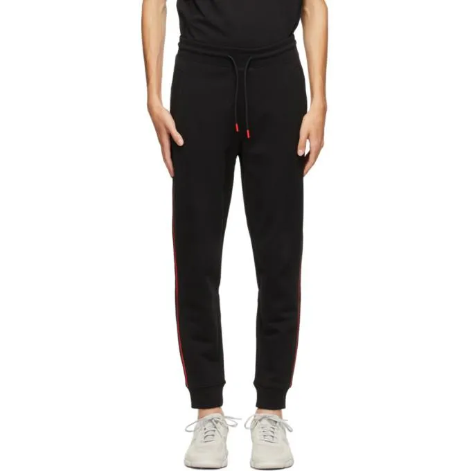 Hugo Black and Red Stripe Logo Sweatpants
