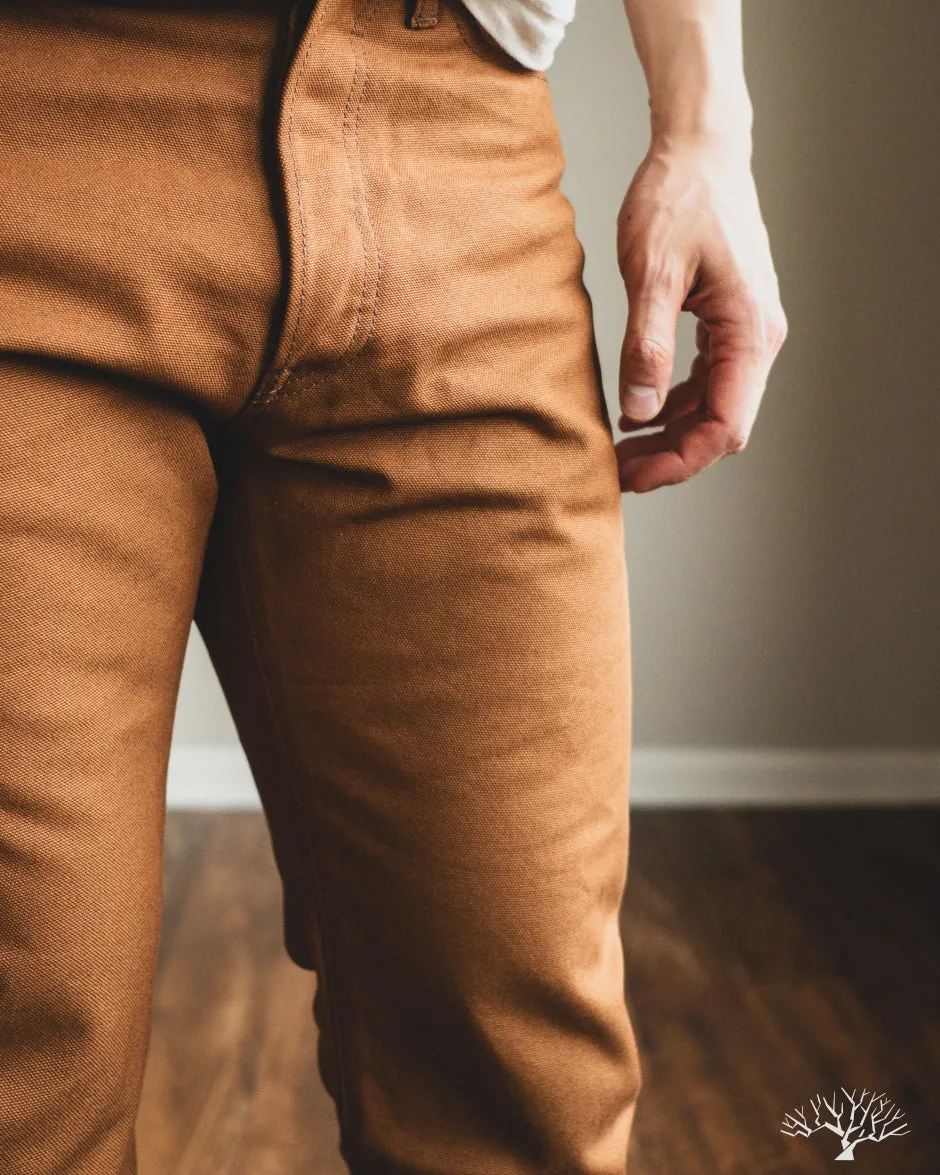 IH-888D - 17oz Duck High Rise Tapered Cut Pants - Brown