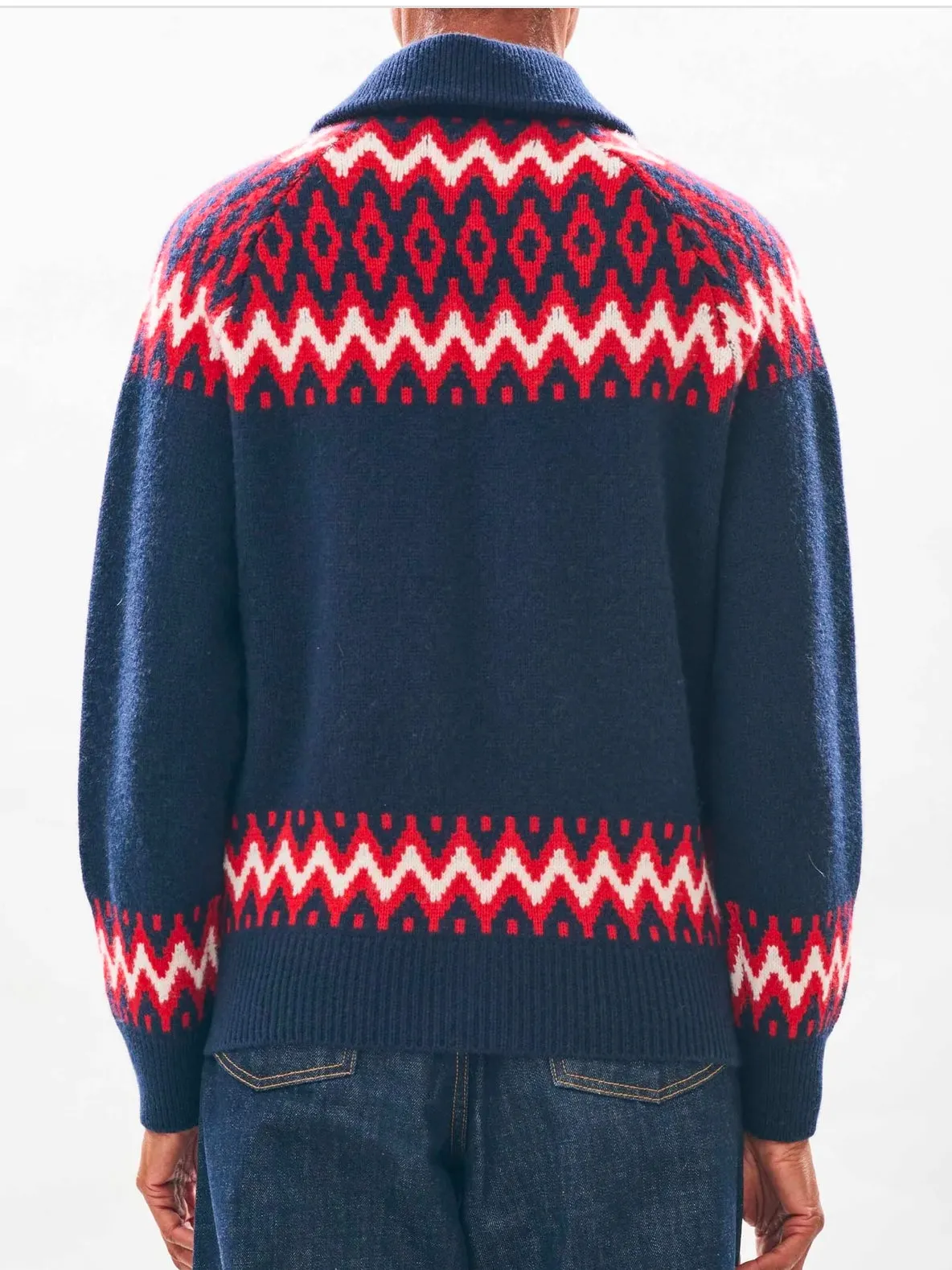 Jumper 1234 Cashmere Wool Ski Zip Up in Navy