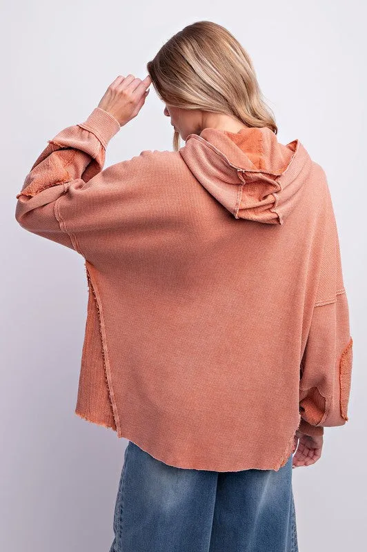 Kayleigh Mineral Washed Thermal Hoodie Jacket 2 Colors