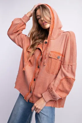 Kayleigh Mineral Washed Thermal Hoodie Jacket 2 Colors
