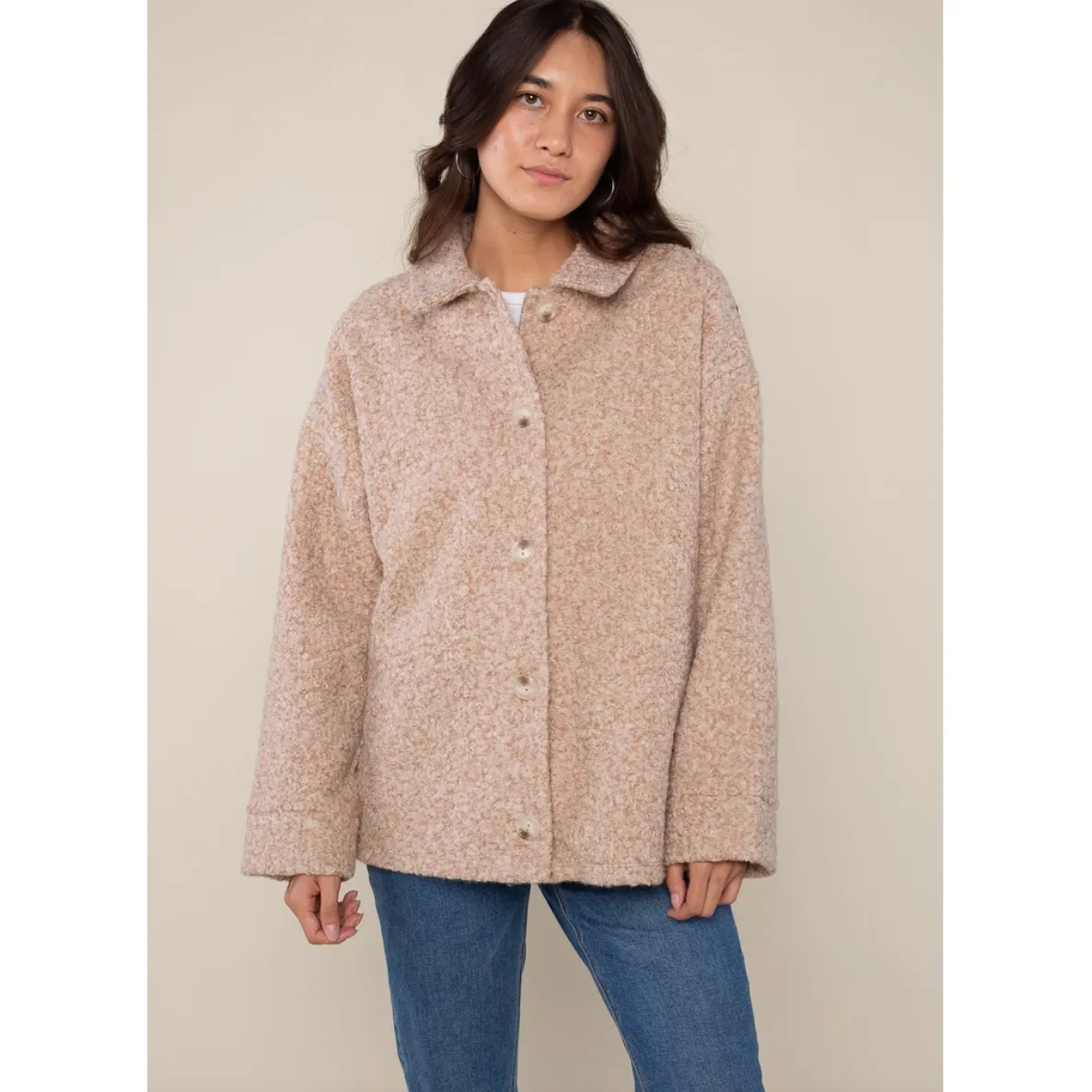 Khaki & Cream Sherpa Jacket