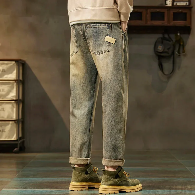 KSTUN Loose Jeans Men Harem Pants Denim Trousers Retro Blue Fashion Paches Pockets Mens Clothing Trousers Vintage Oversize 40 42