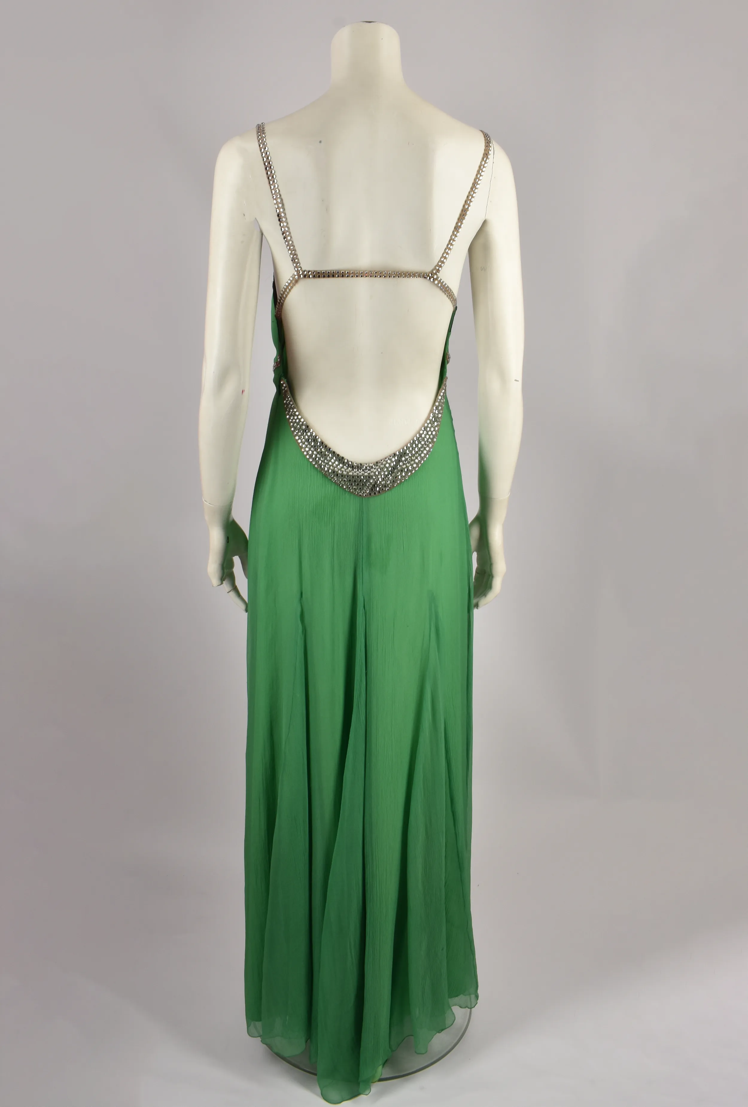 LA PERLA GREEN CHIFFON DIAMANTÉ GOWN