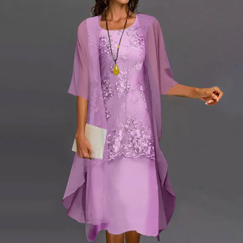 Lacey Chiffon Elegant Two-Piece Cocktail Dress