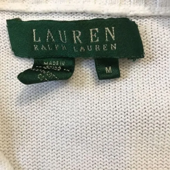LAUREN RALPH LAUREN White Button Turtleneck Sweater Size Medium