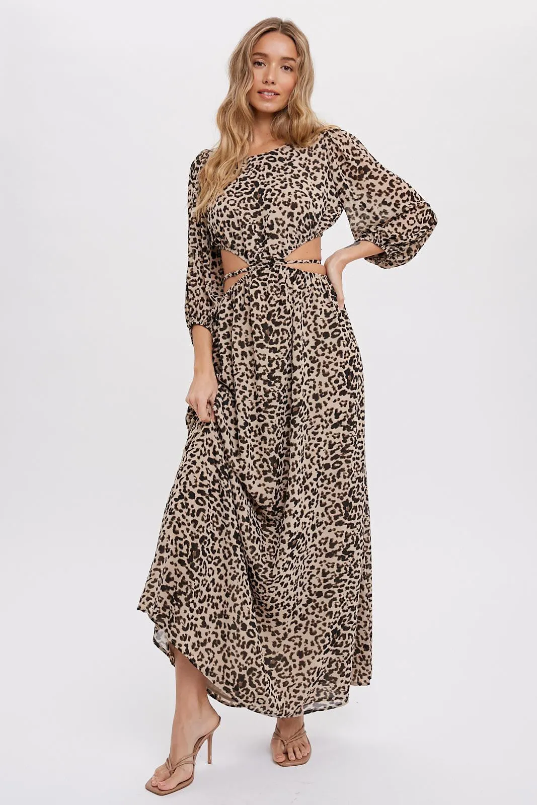 Leopard Print Cutout Maxi Dress