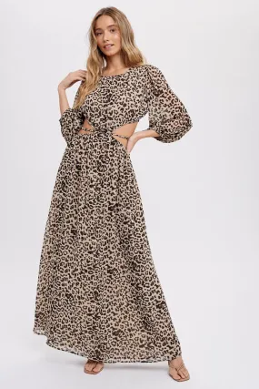 Leopard Print Cutout Maxi Dress