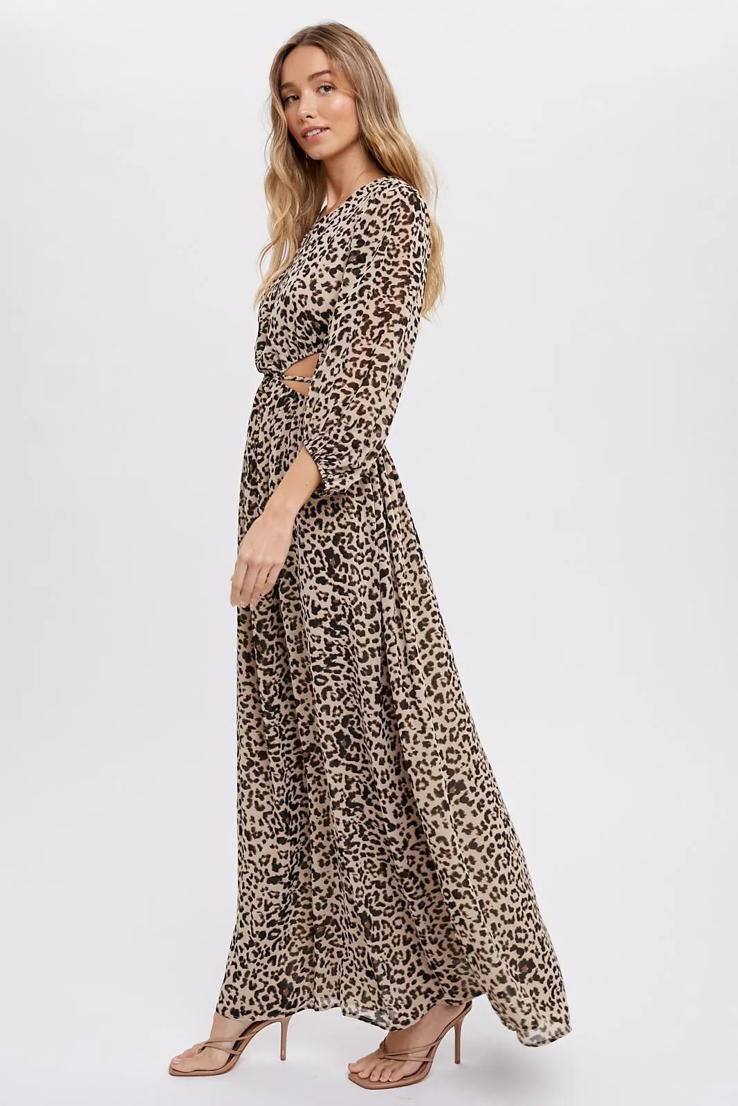 Leopard Print Cutout Maxi Dress