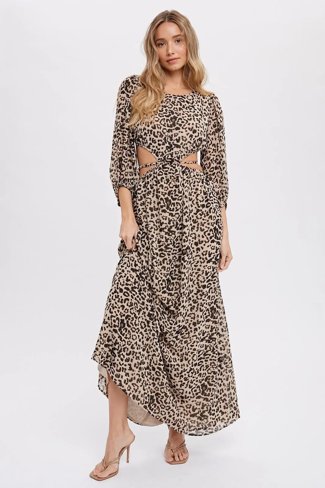 Leopard Print Cutout Maxi Dress
