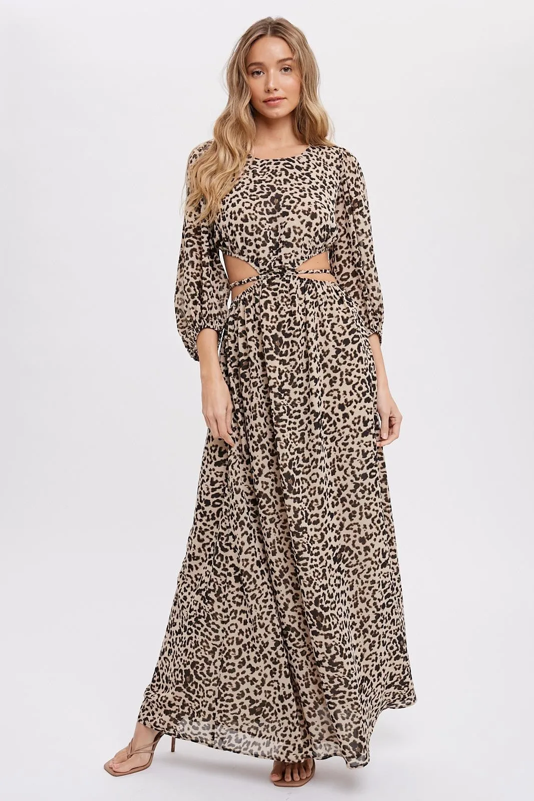 Leopard Print Cutout Maxi Dress