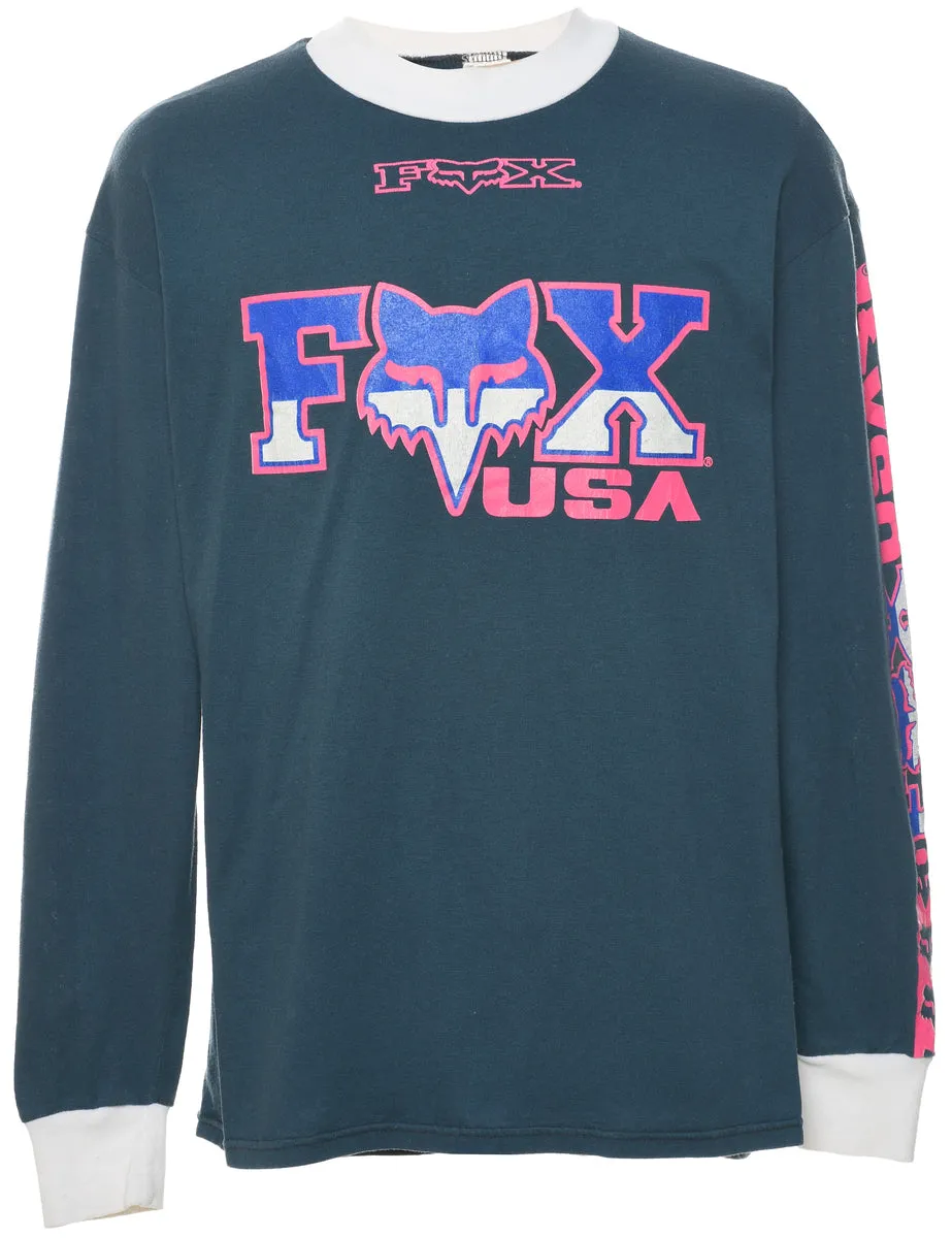 Long Sleeved Fox Printed T-shirt - XL