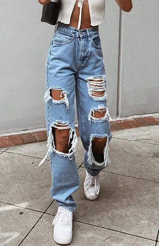 Luna Ripped Women's Denim Trousers