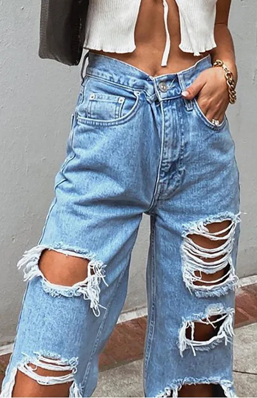Luna Ripped Women's Denim Trousers