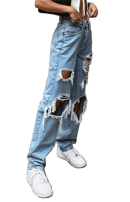 Luna Ripped Women's Denim Trousers