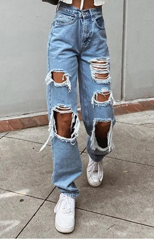 Luna Ripped Women's Denim Trousers