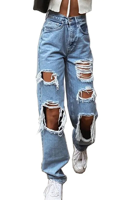 Luna Ripped Women's Denim Trousers