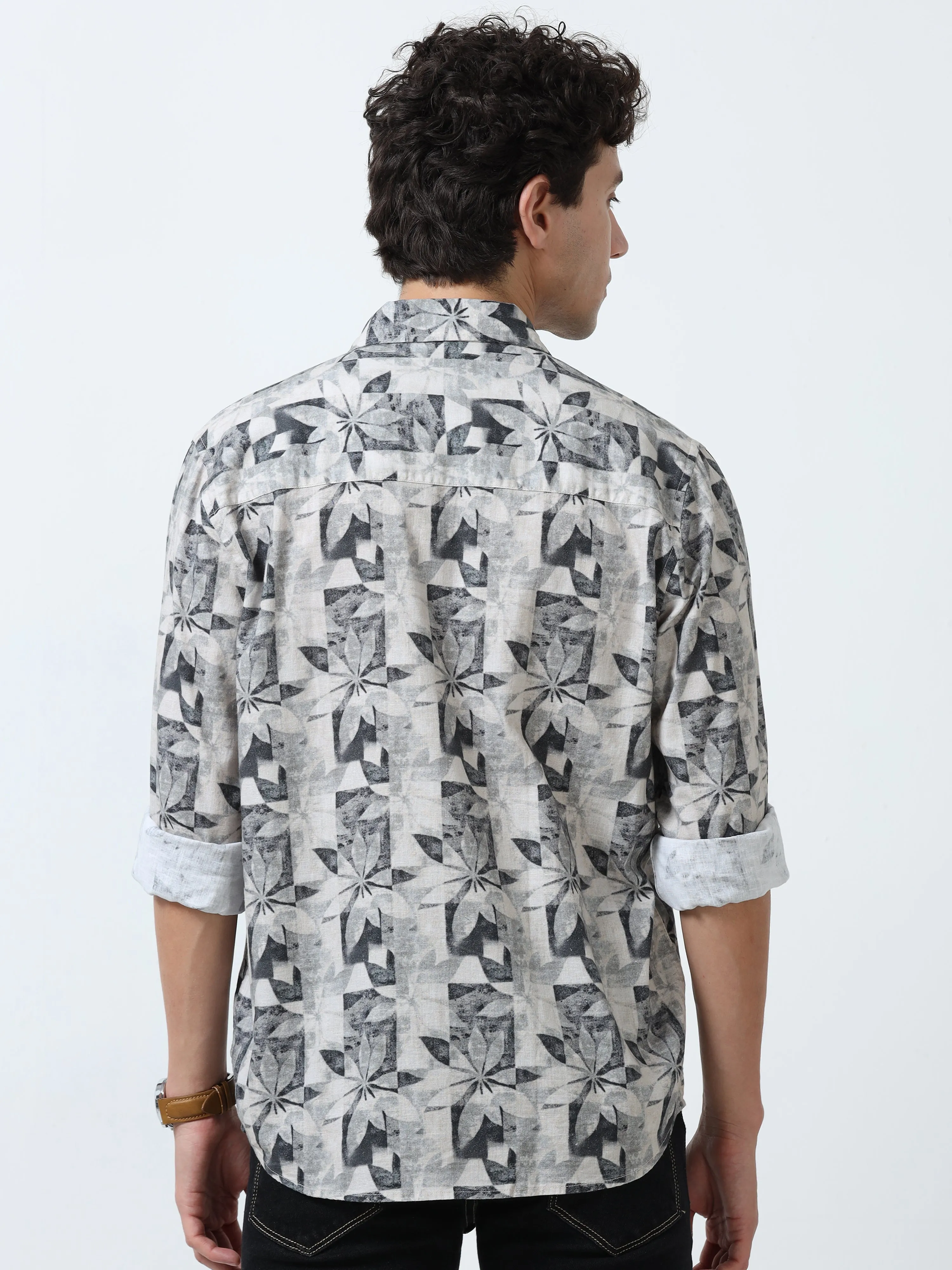 Lyra - Full sleeve Printed Shirt - White