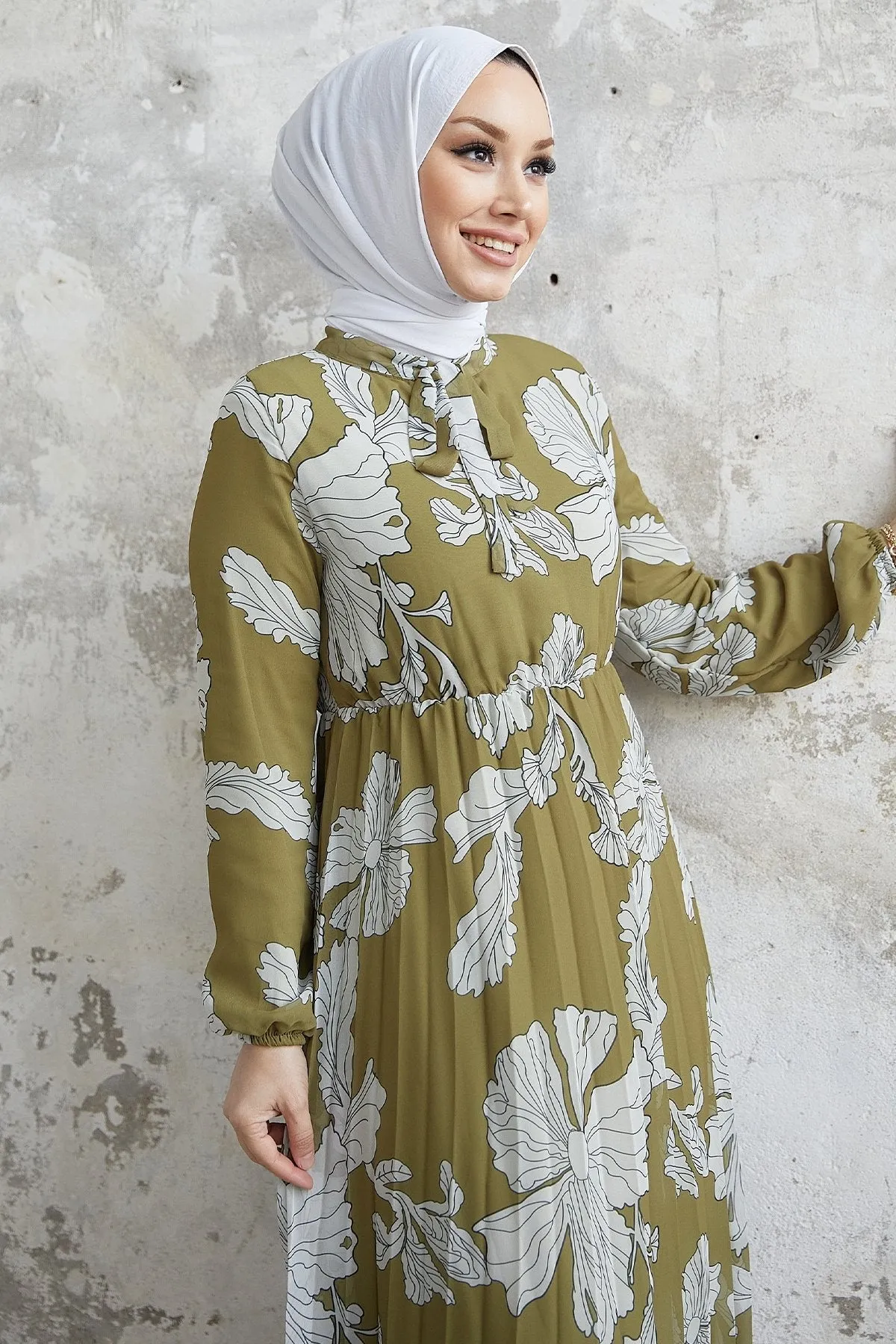 MDS Women Elya Flower Collar Belted Chiffon Dress - Khaki - Parma