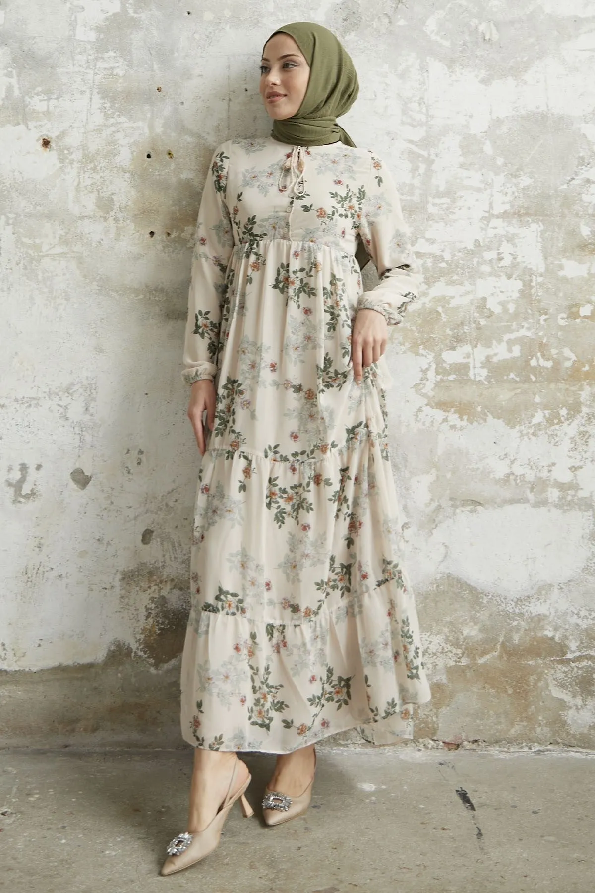 MDS Women Lavi Tassel Detail Chiffon Dress - Green - Bracknell