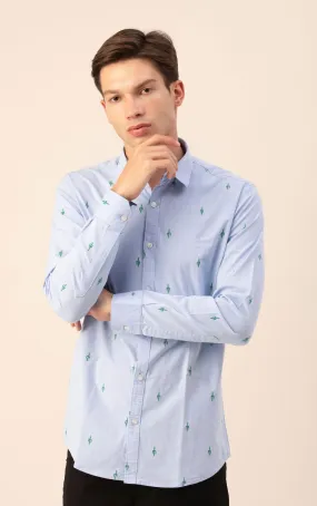 Men Sky bluePrinted Shirt Lycra