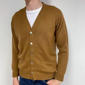 Men's Butterscotch Brown Cashmere V-Neck cardigan