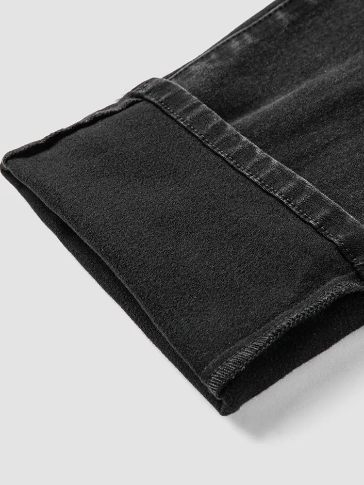 Men's denim dark blue straight pants