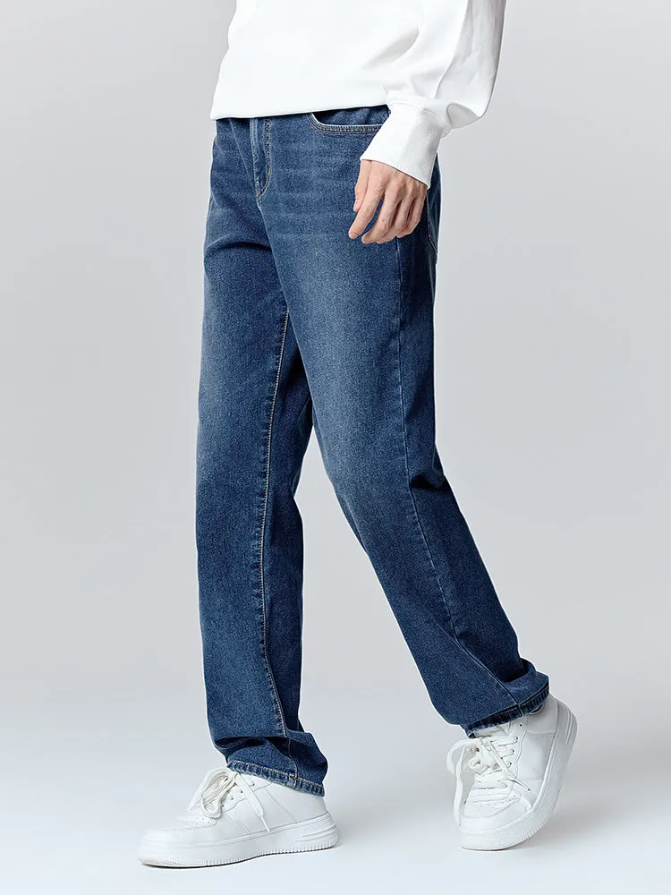 Men's denim dark blue straight pants