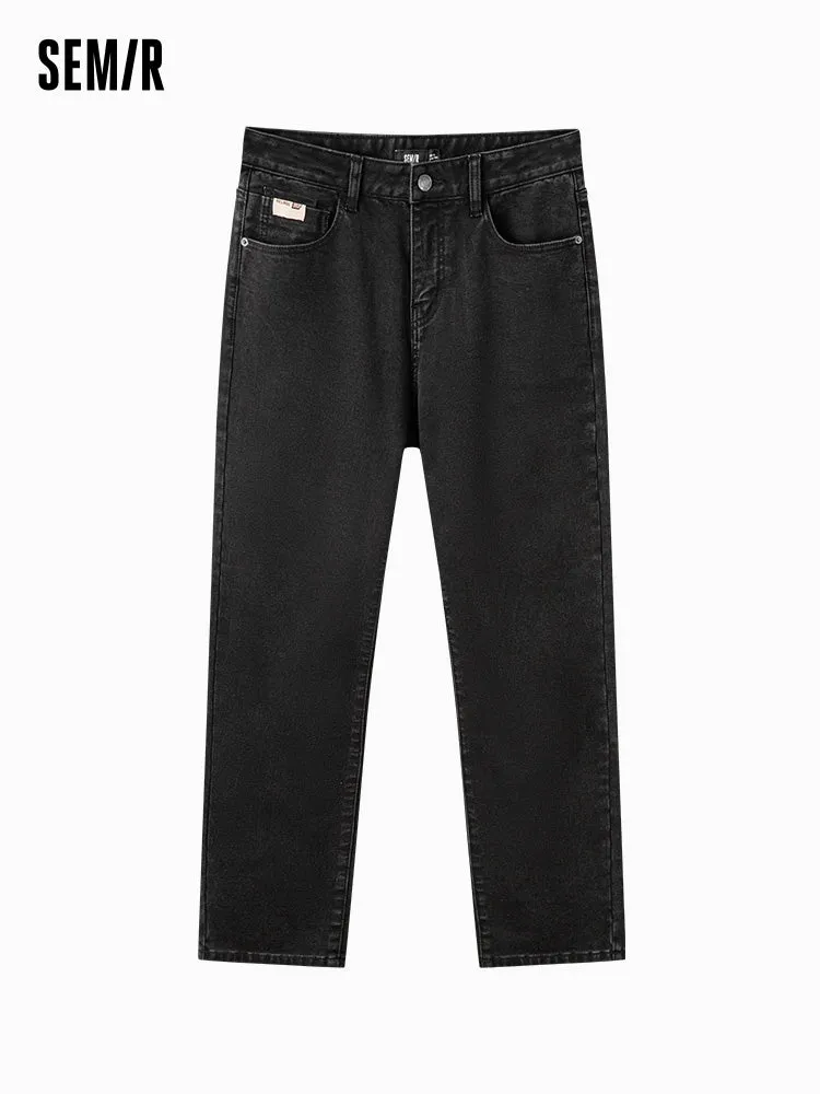 Men's denim dark blue straight pants