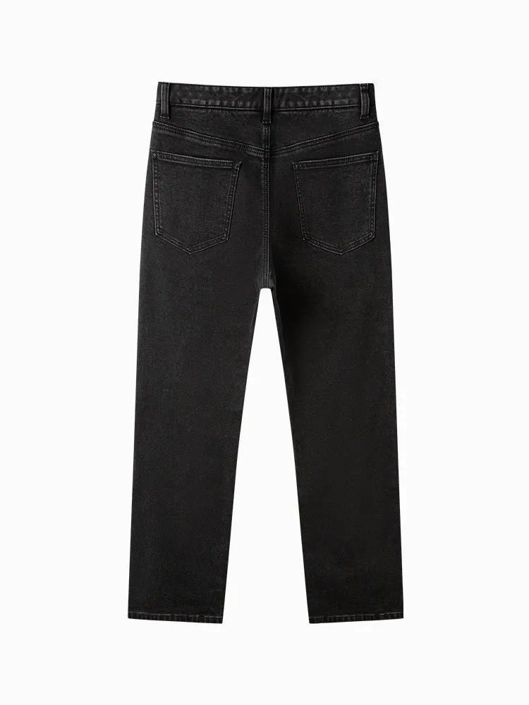 Men's denim dark blue straight pants