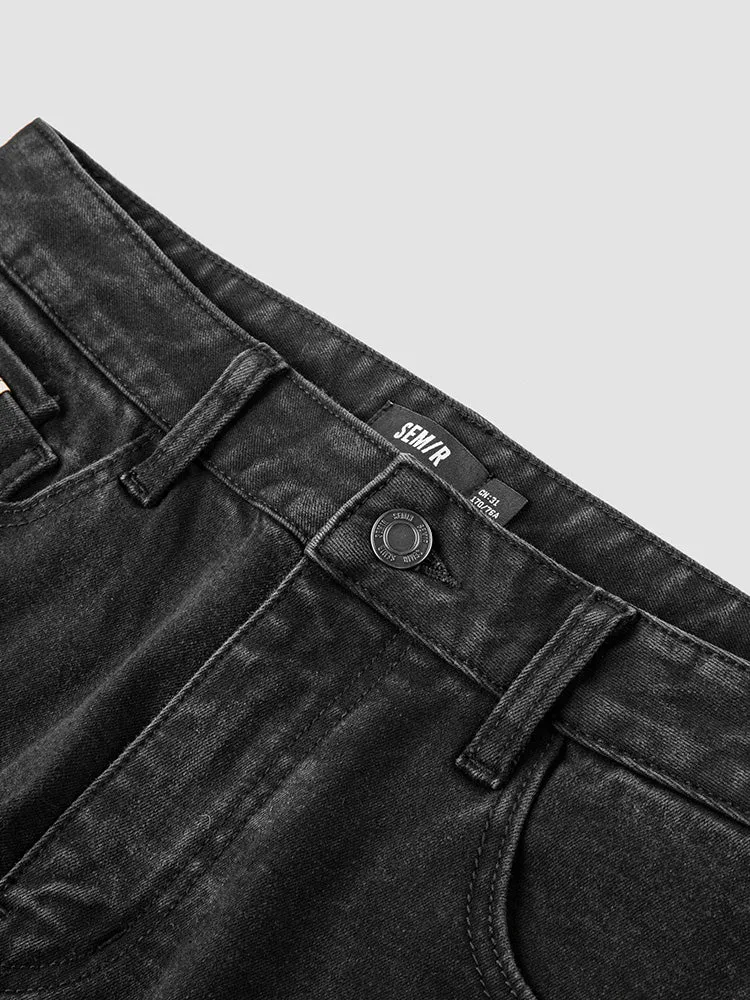 Men's denim dark blue straight pants