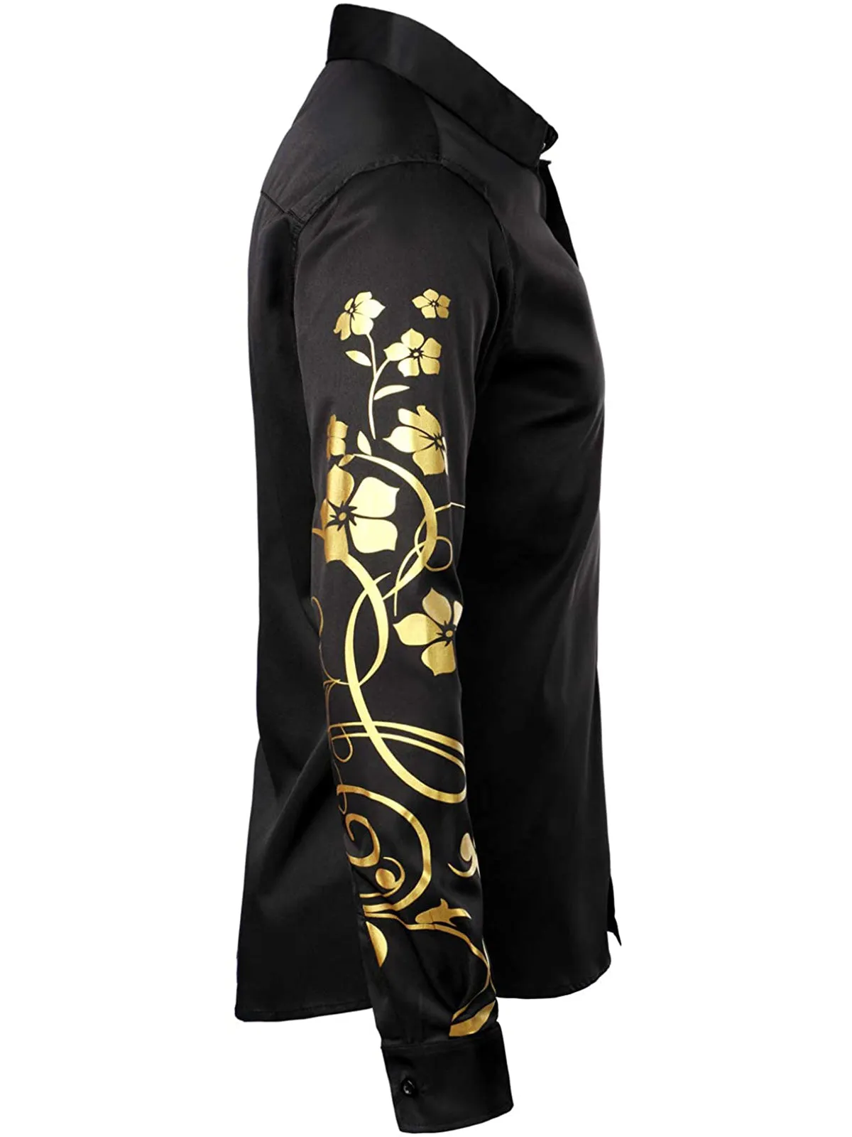 Men's Floral Long Sleeve Casual Button Down Shirt
