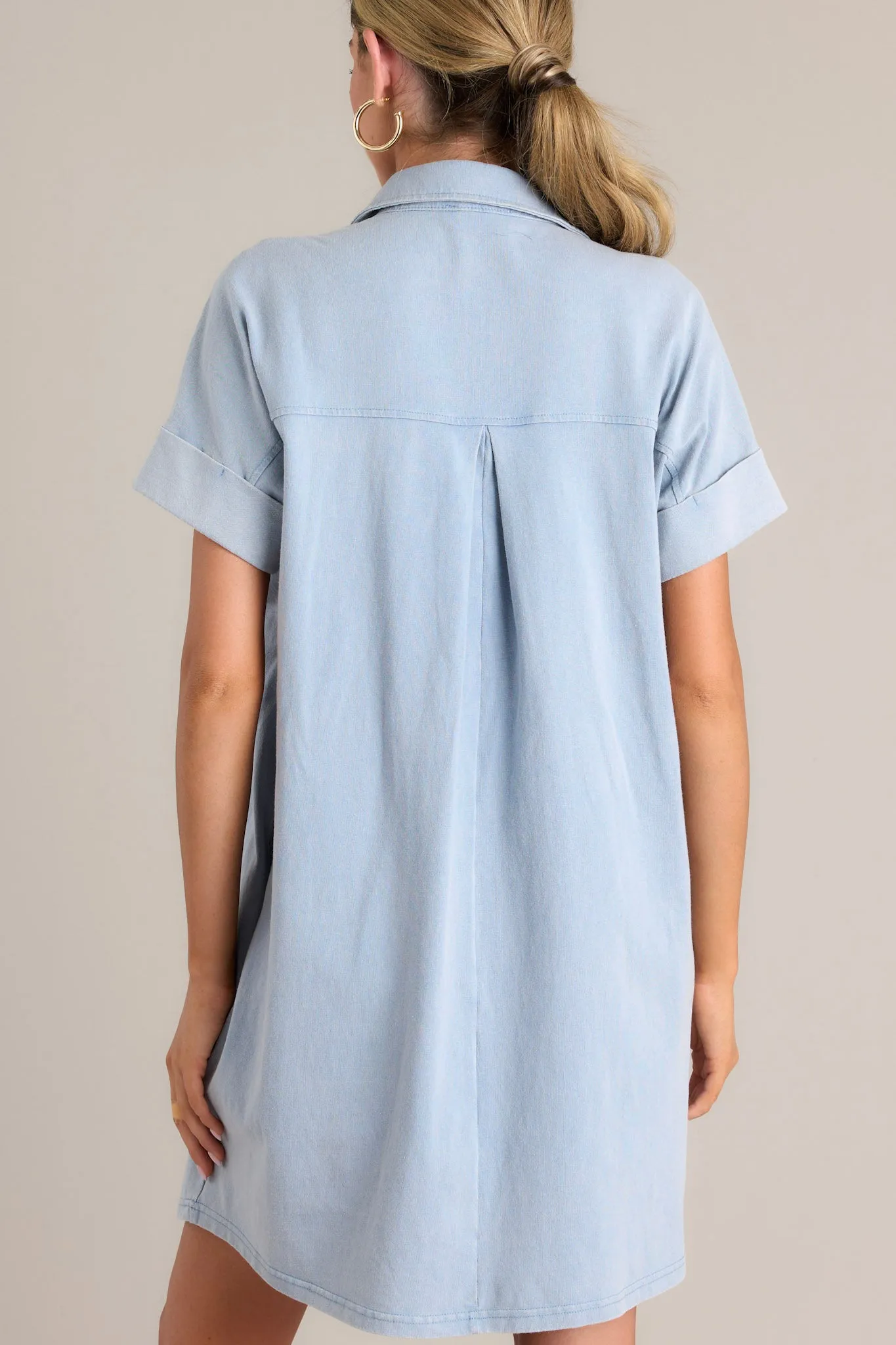 Metropolitan Mood Light Chambray Collared Mini Dress