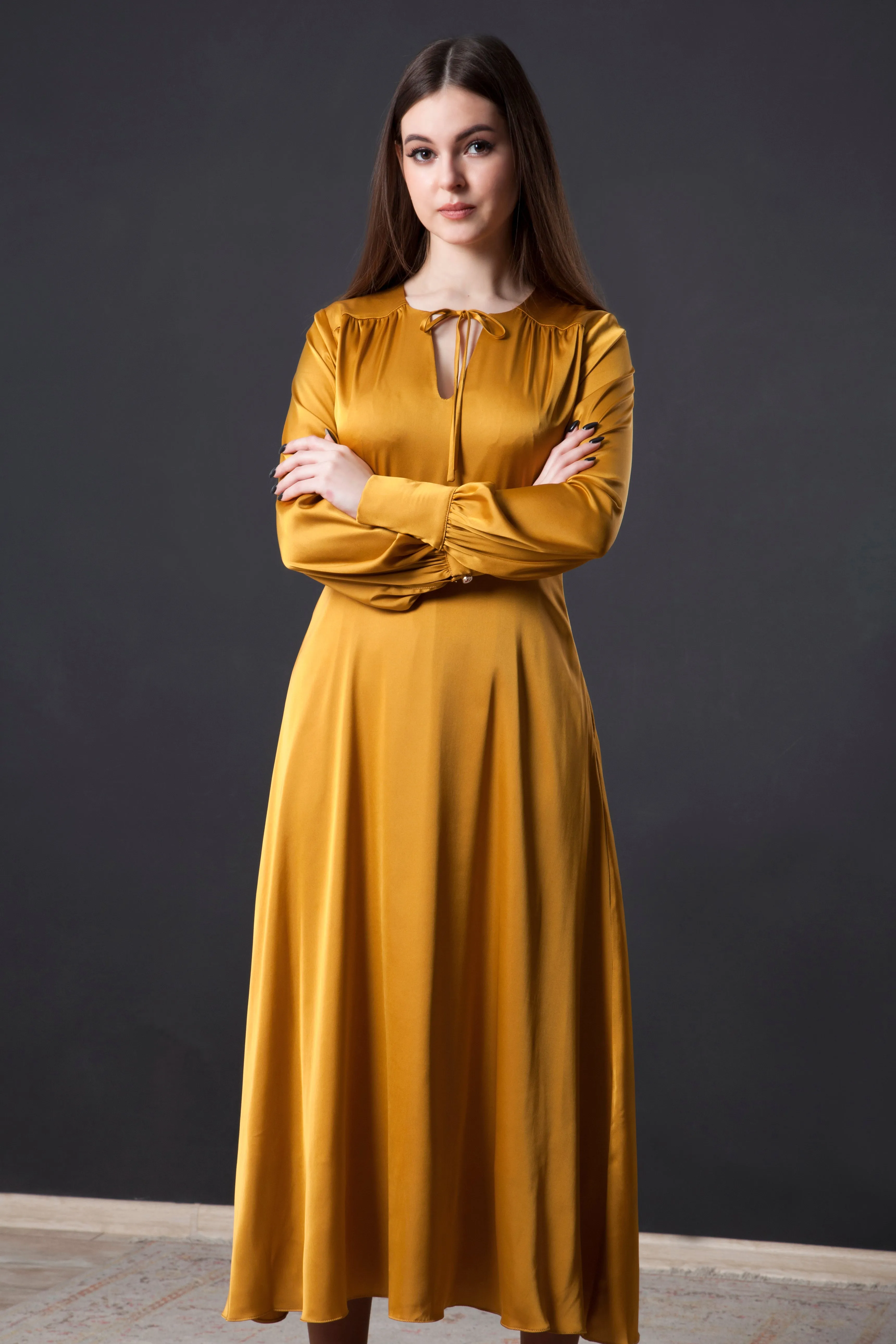 Midi necktie flowy dress