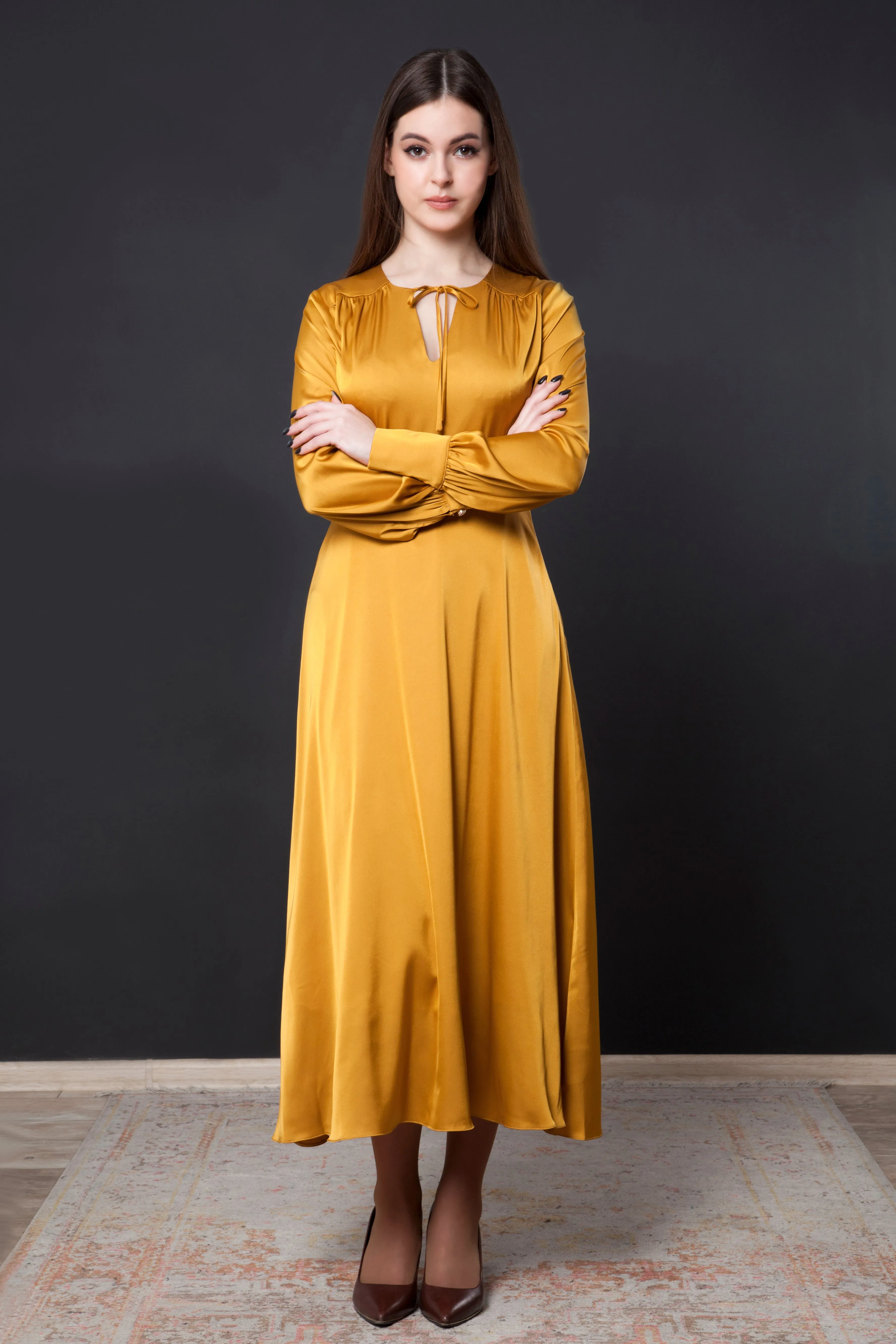 Midi necktie flowy dress