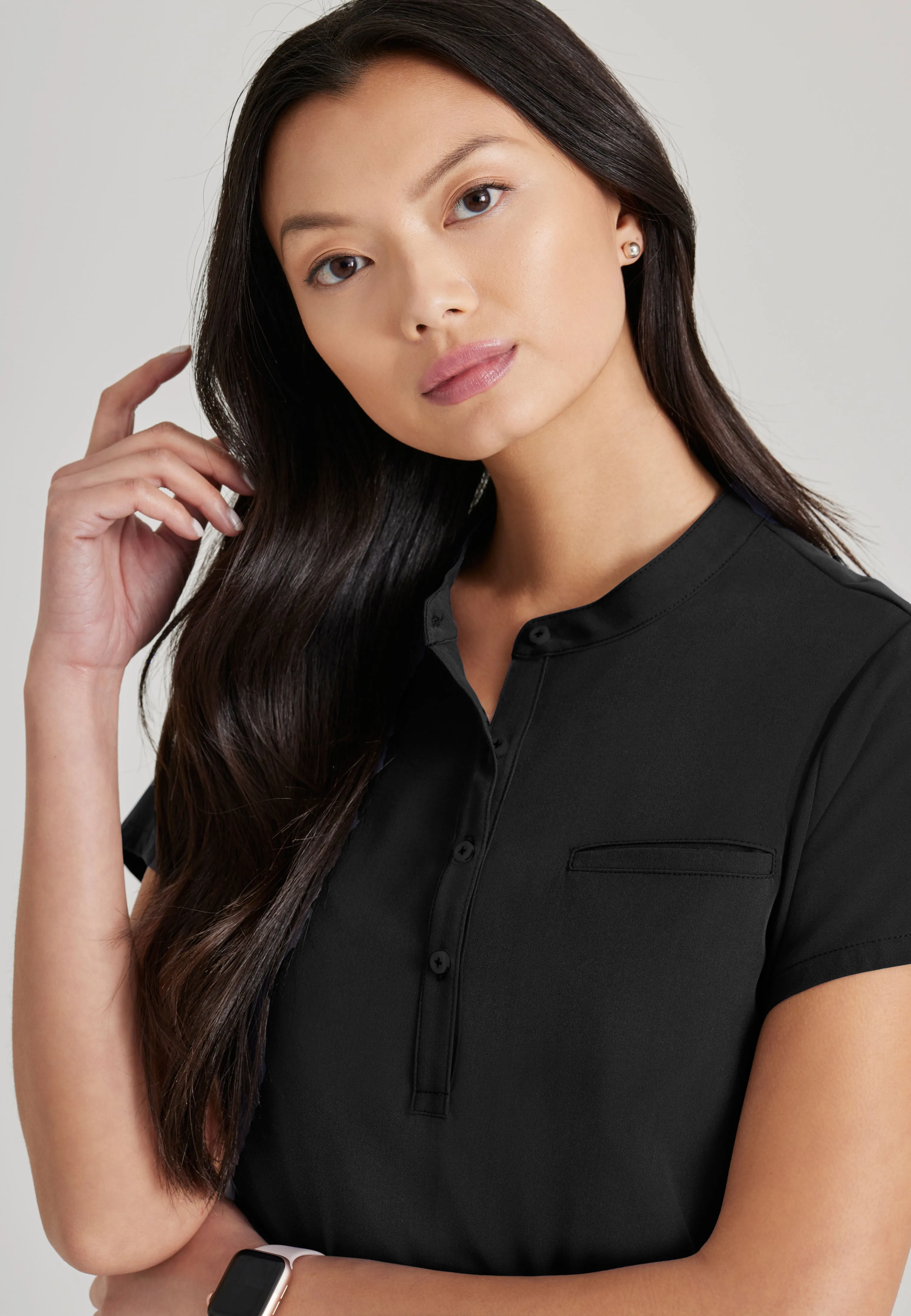 Mission 1-Pocket Henley Neck Scrub Top