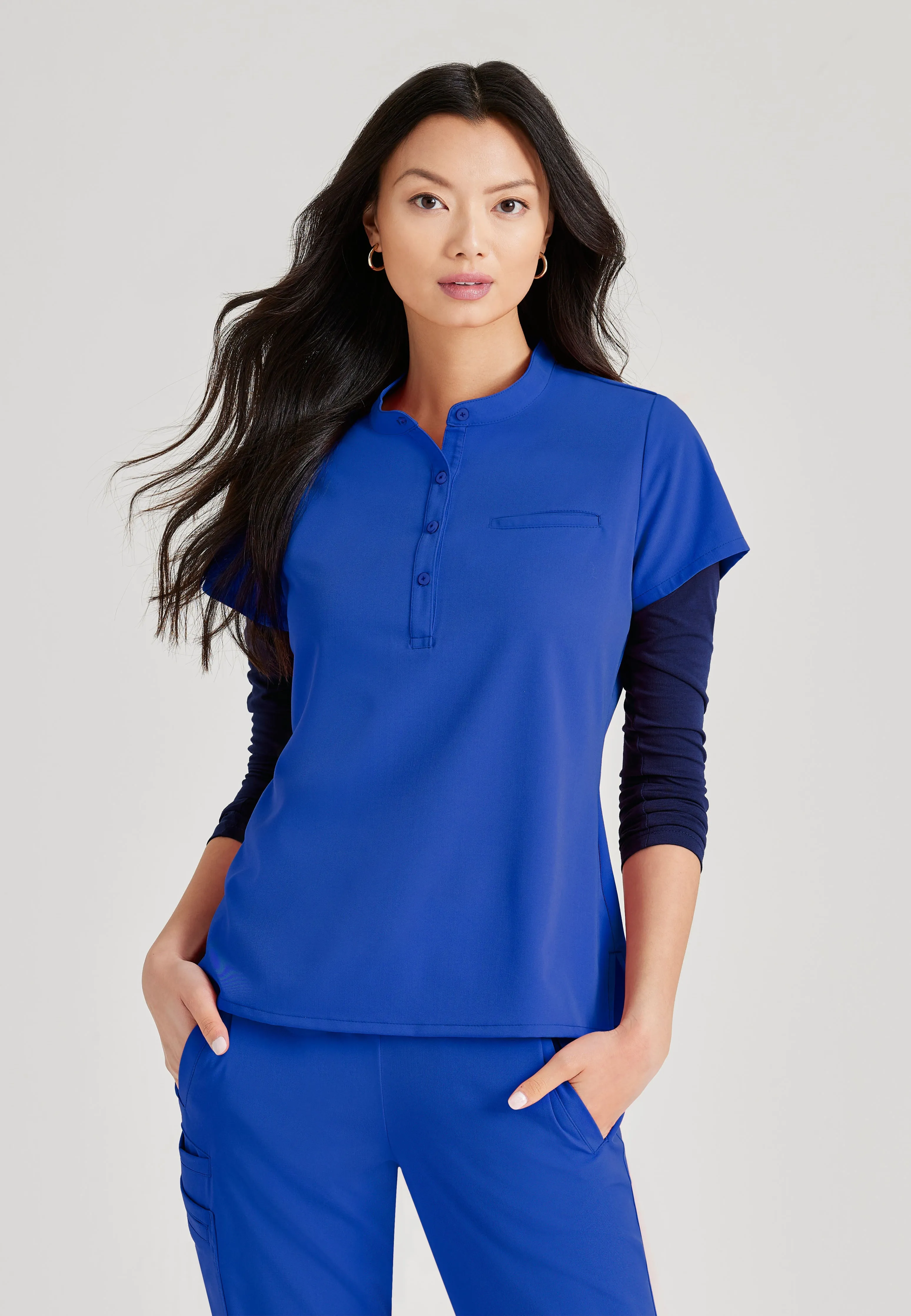 Mission 1-Pocket Henley Neck Scrub Top