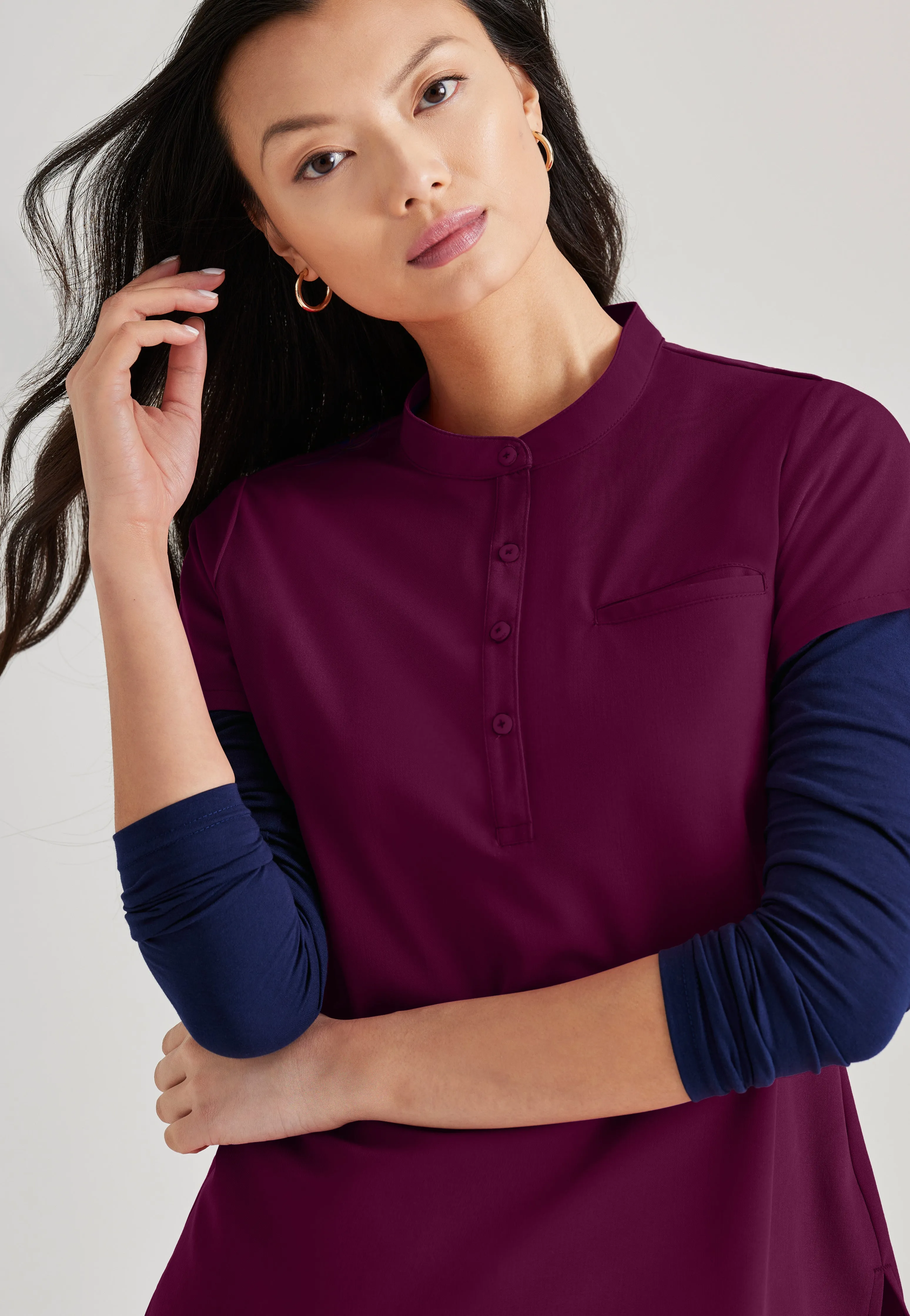 Mission 1-Pocket Henley Neck Scrub Top