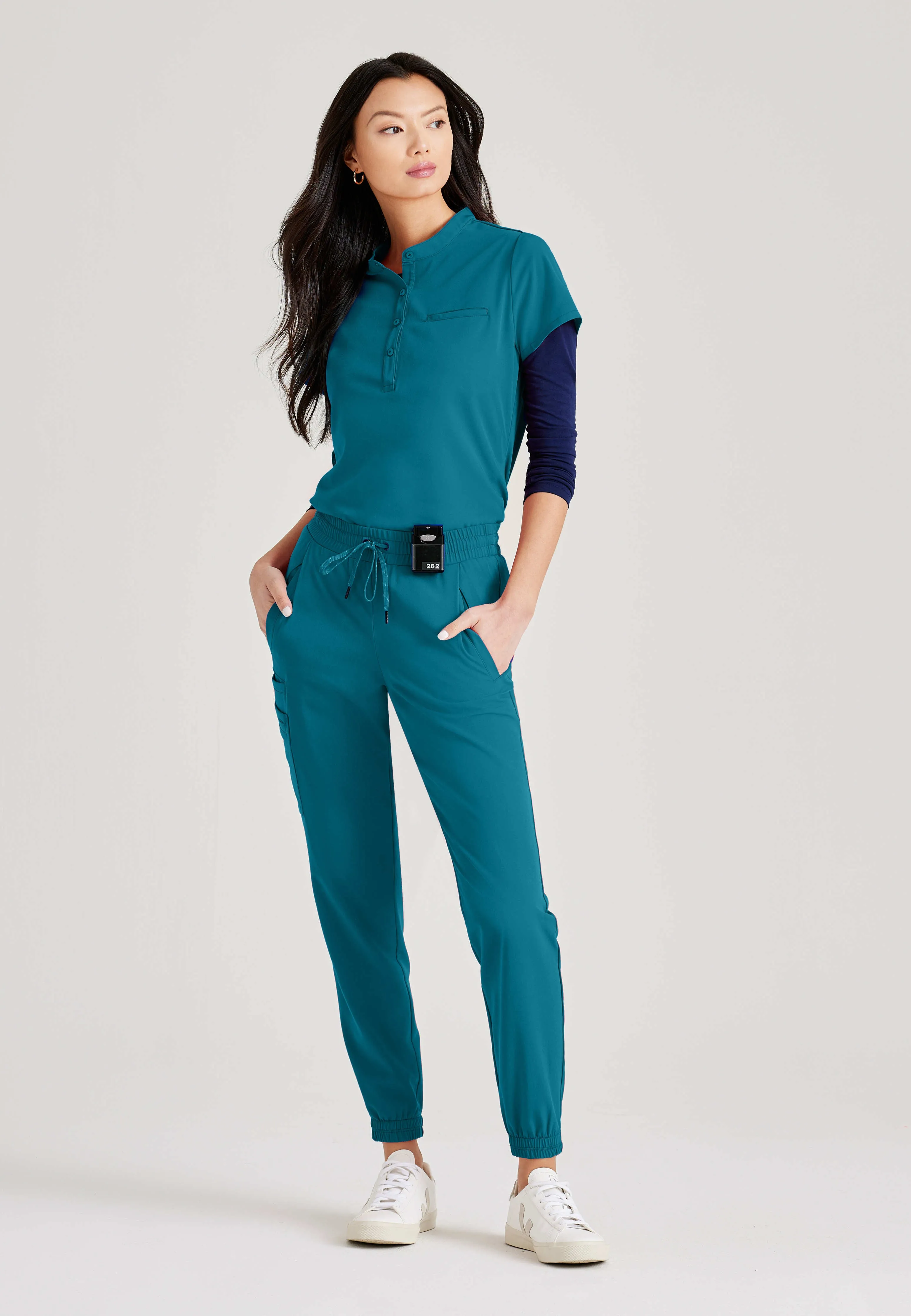 Mission 1-Pocket Henley Neck Scrub Top