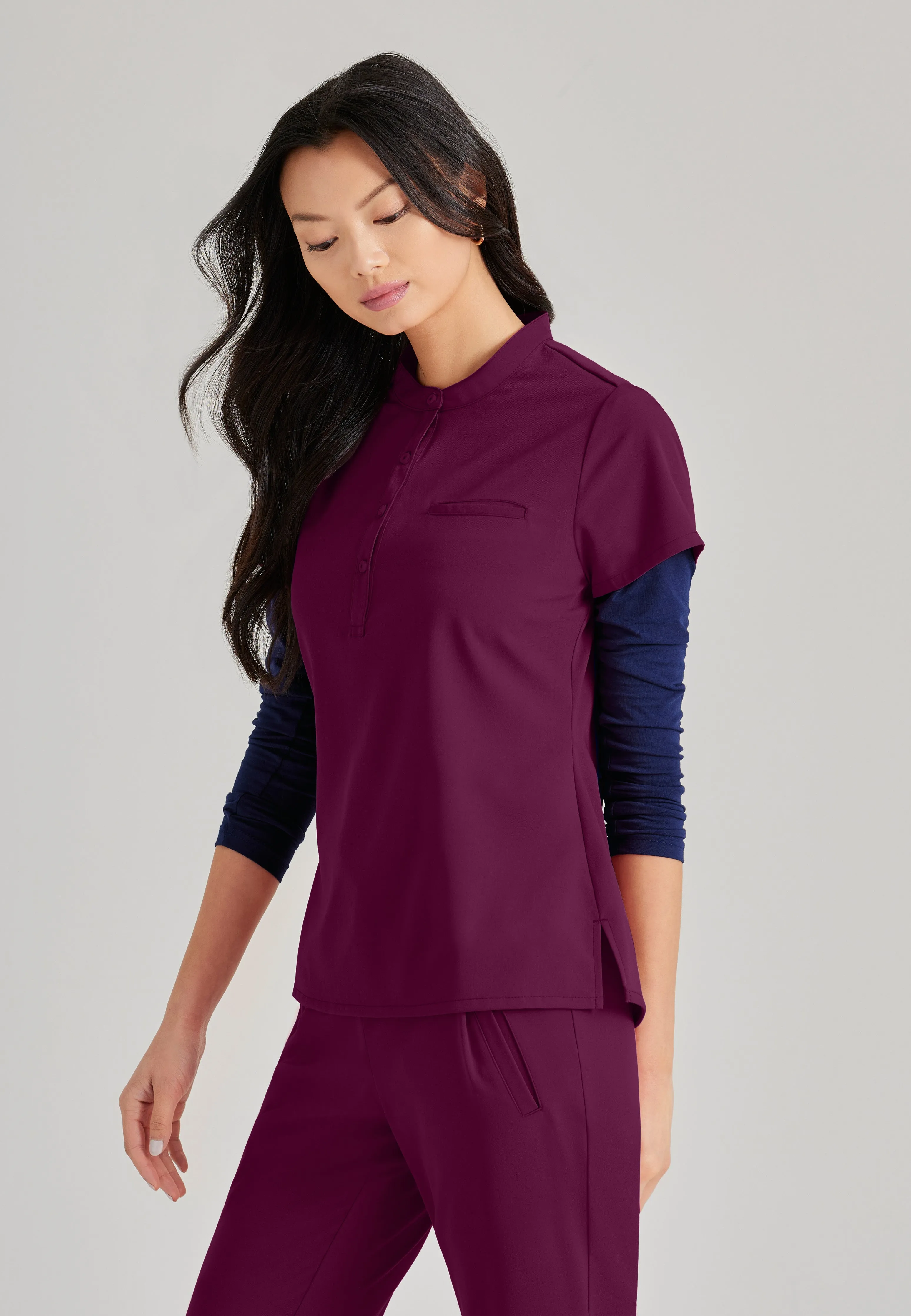 Mission 1-Pocket Henley Neck Scrub Top