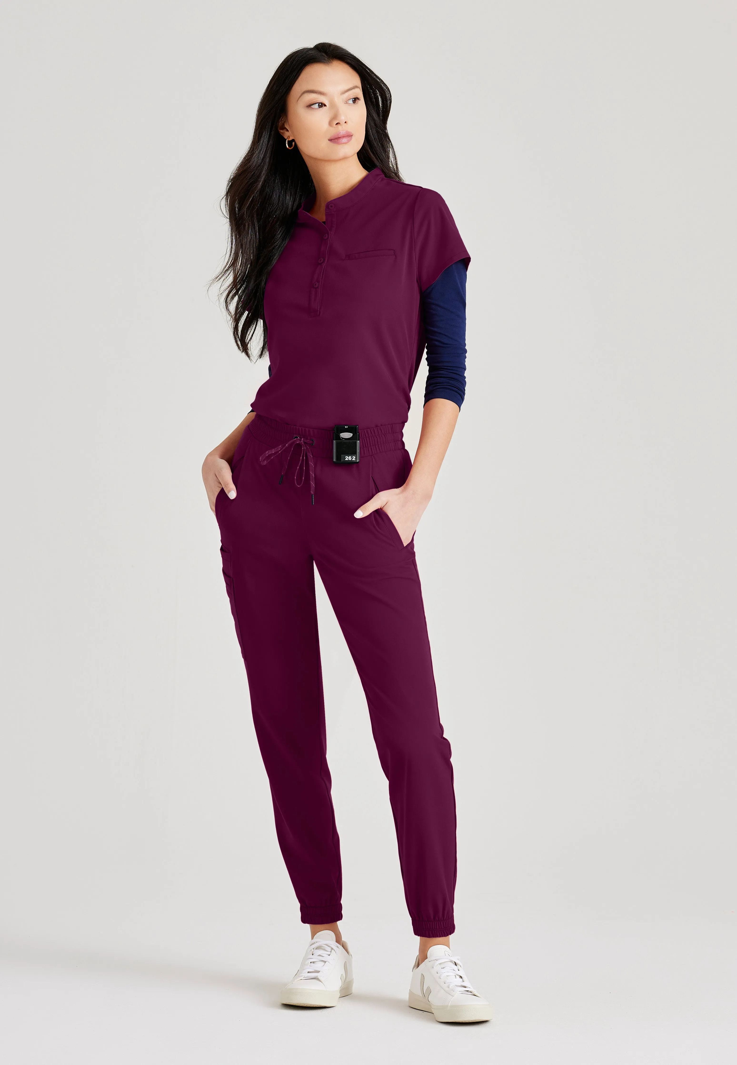 Mission 1-Pocket Henley Neck Scrub Top