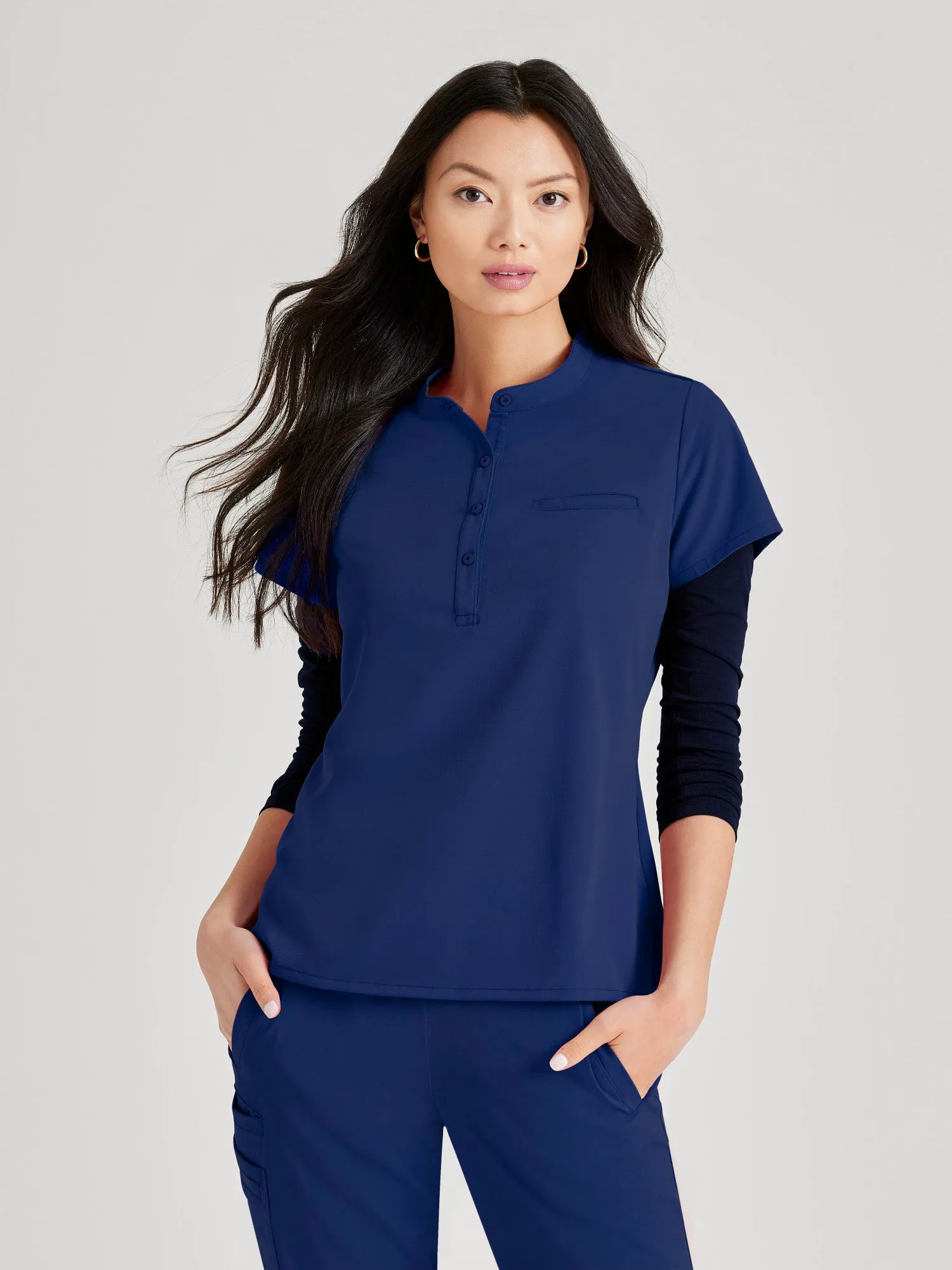 Mission 1-Pocket Henley Neck Scrub Top